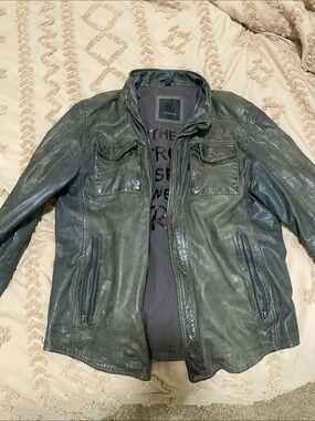 Mauri Olive Green Leather Bomber Jacket